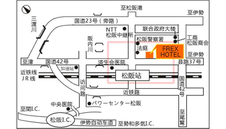 お車でお越しの場合（松阪インターより）